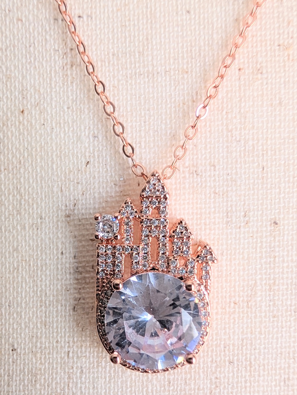 ⚡ FLASH SALE ⚡Cubic Zirconia CZ Castle Necklace - Rose gold Chain